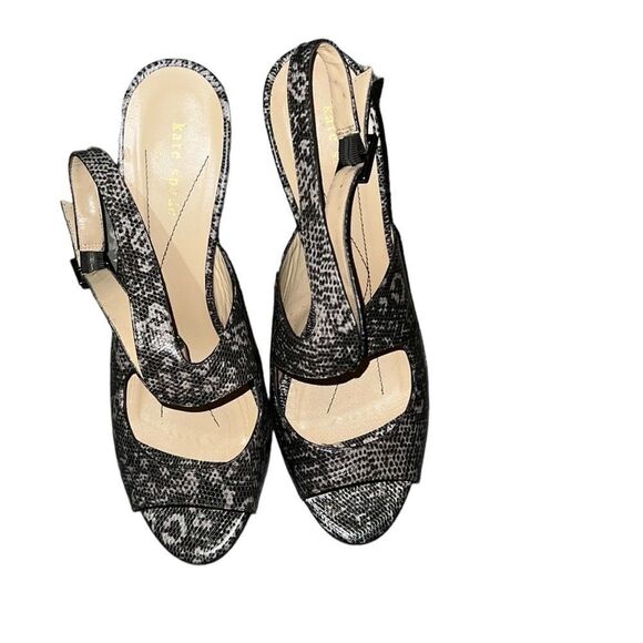 Kate Spade New York Black and Gray Leather Sandals Size 9 B - Picture 1 of 7